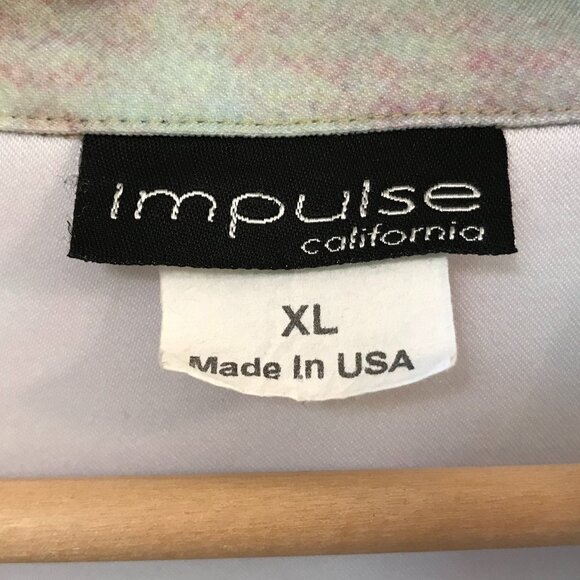 Impulse California Button-Down Shirt: Vintage World Map Print Blouse, Size XL - Picture 6 of 10